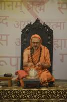 Swamiji arriving at the temple for Paduka Pujana